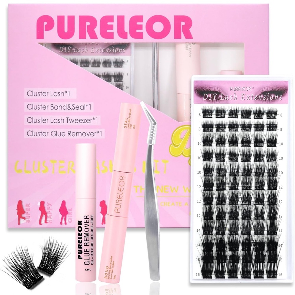 Lash Clusters W Lash Bond & Seal Cluster Lash Glue Remover & Lash Tweezer 60Pcs